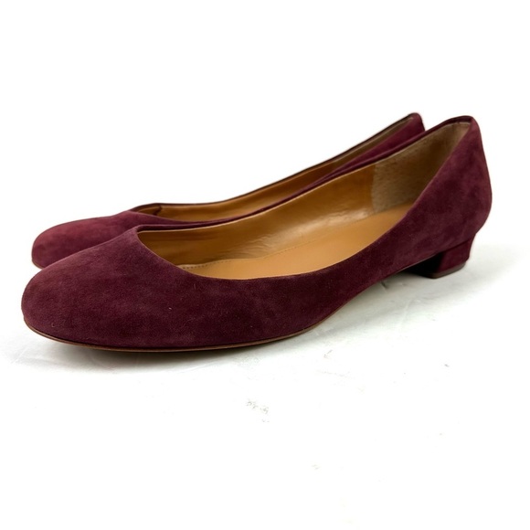 J Crew Shoes 9 Burgundy Suede Slip On Womens Heels - Picture 2 of 7